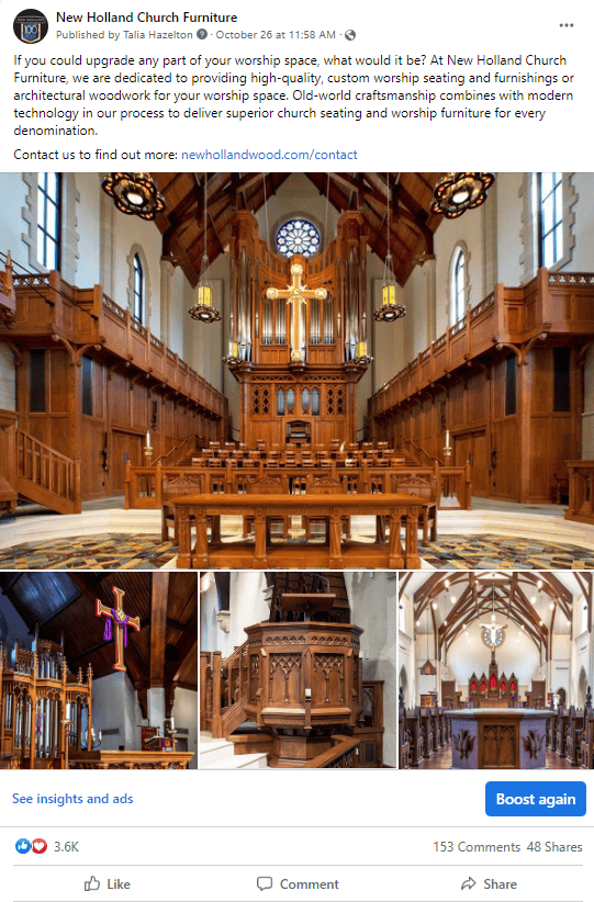 Example of New Holland Church Furniture