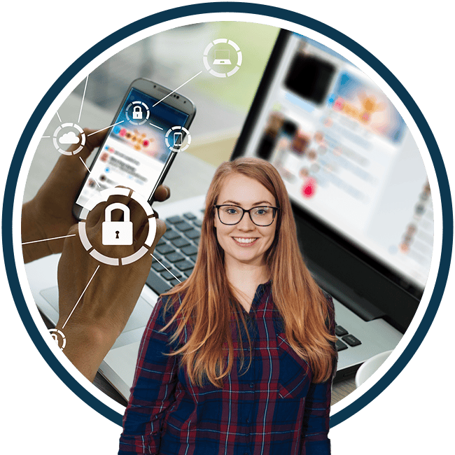 business woman getting social media done for clients