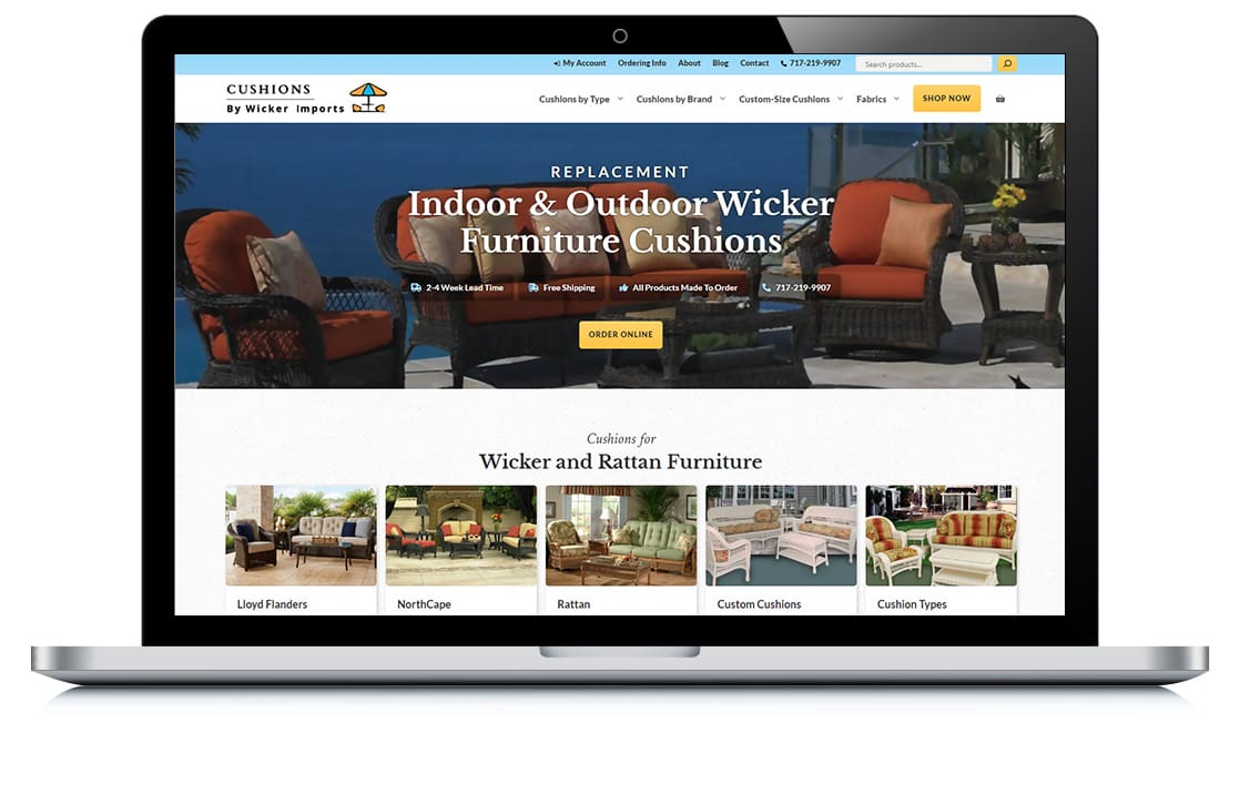Cushions e-commerce web design