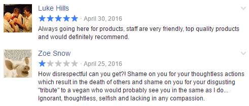 a screenshot of online reviews
