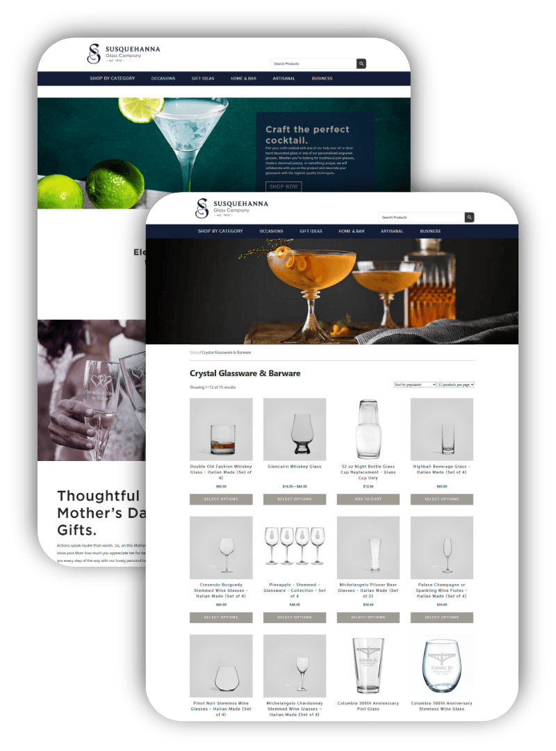 Custom e-commerce website on desktop and mobile screens